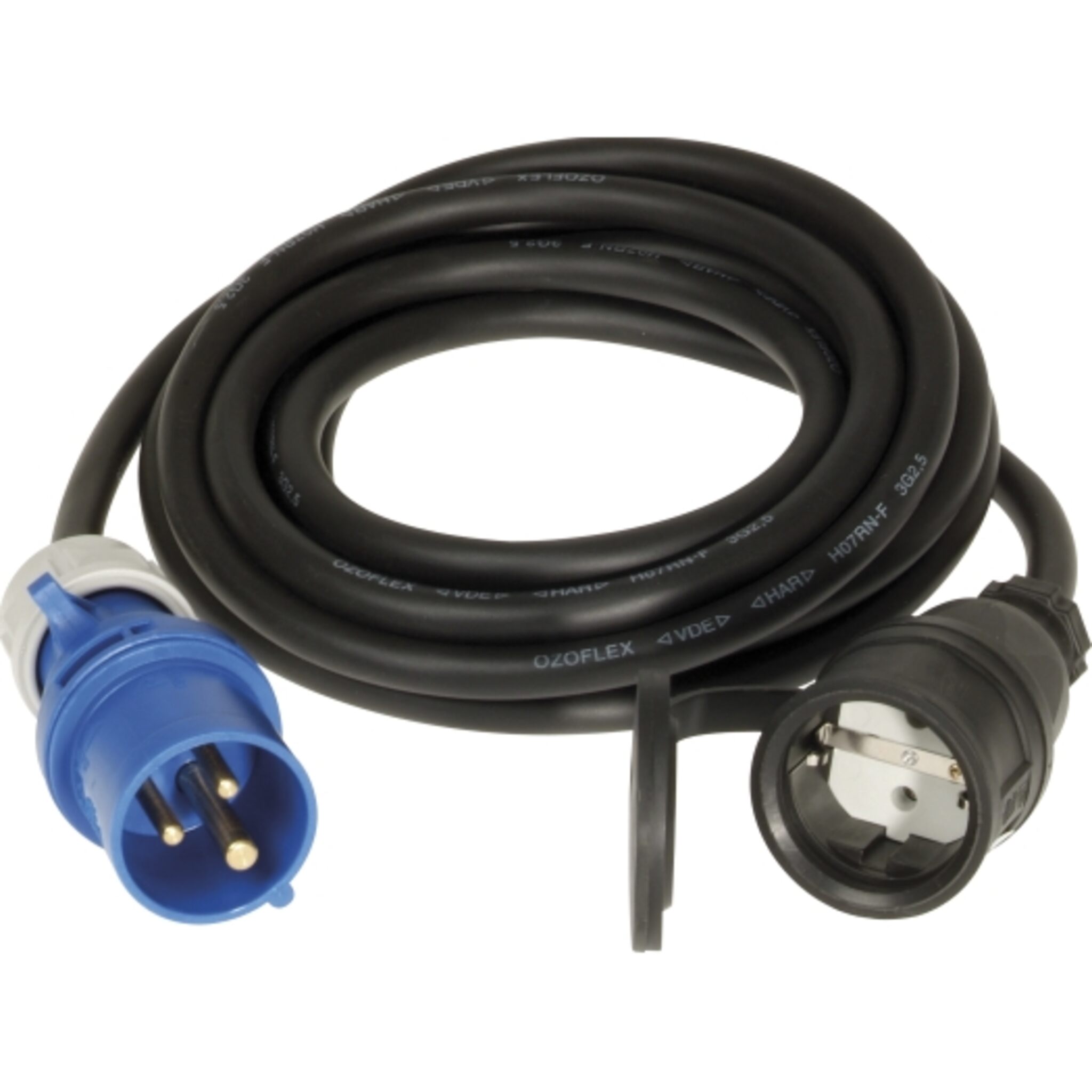 CEE Adapter Kabel, Gummi Kupplung - CEE Stecker 3 pol.für