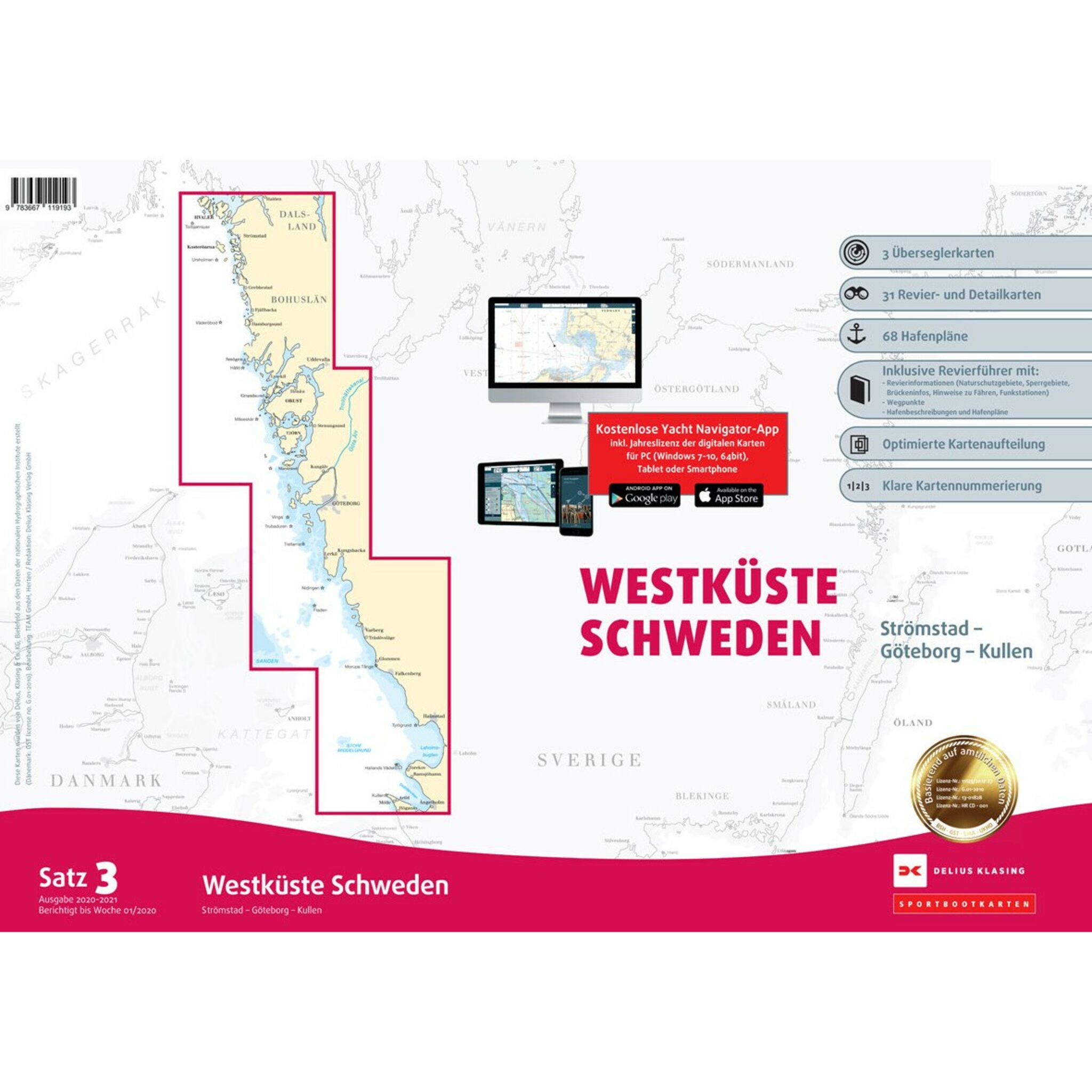 Delius Klasing Sportbootkarten Satz 3: Westküste Schweden (Ausgabe 2020/2021)