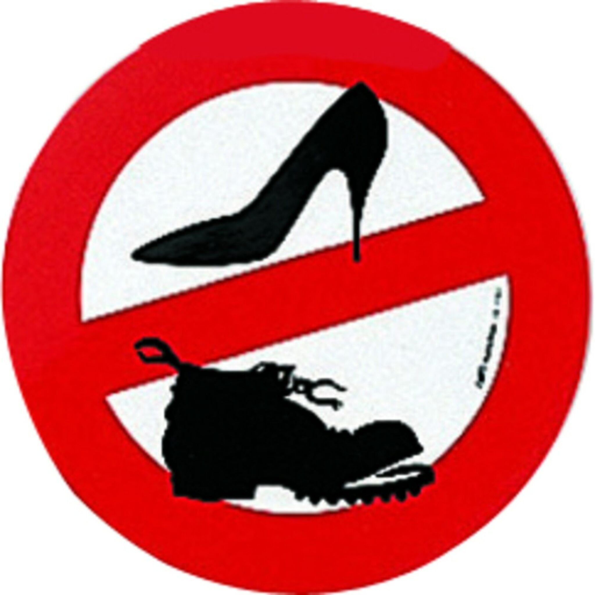 Verbotsschild: Durchgang mit Schuhen verboten - Aufkleber, selbstklebend