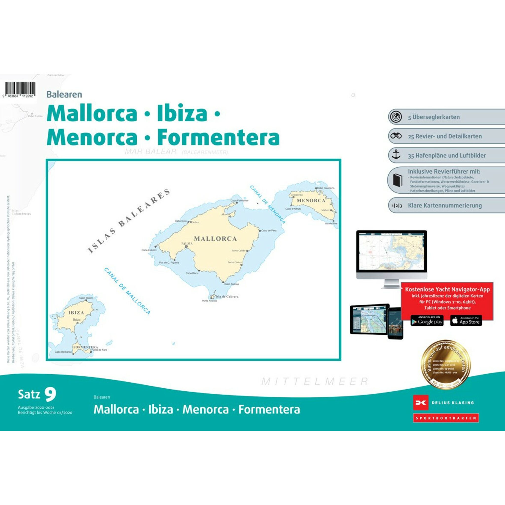 Delius Klasing Sportbootkarten Satz 9: Balearen (Ausgabe 2020/2021)