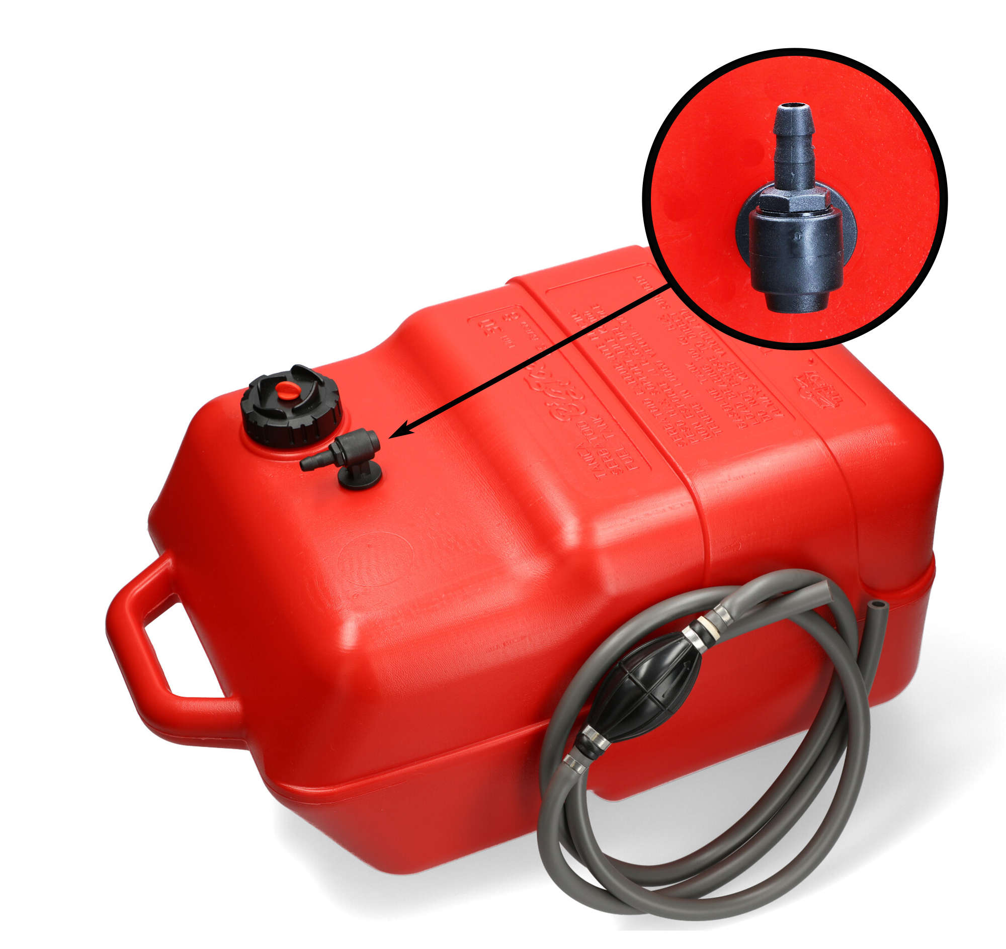 Kraftstofftank rot / Anschlussnippel (8mm) / 2m Schlauch