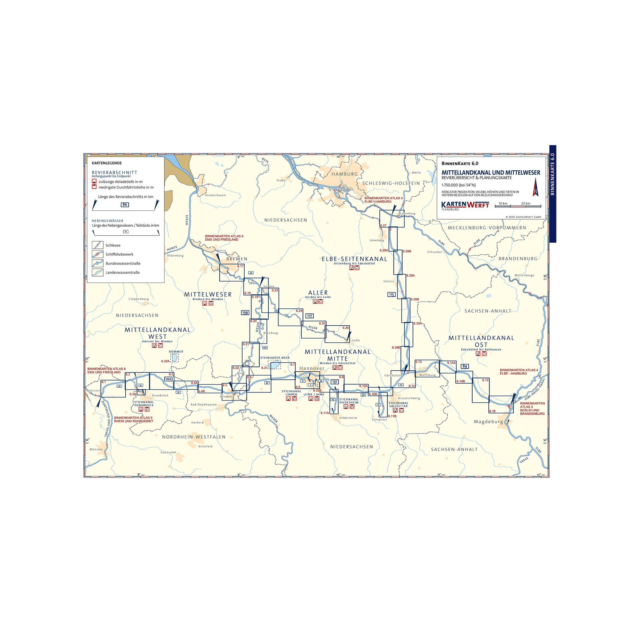KartenWerft Binnenkarten Atlas 6 | Mittellandkanal und Mittelweser